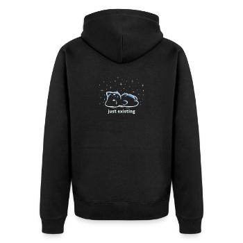 Einfach nur existieren - Unisex Premium Bio Zip Hoodie - Schwarz - Hinten - Nico (187cm)