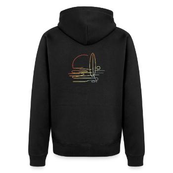 Surfing Vintage Look - Unisex Premium Organic Zip Hoodie - black - Back - Nico (187cm)