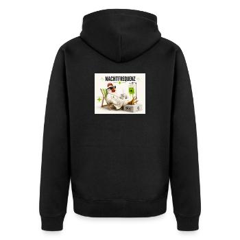 Nachtfrequenz Huhn im Sanatorium - Unisex Premium Bio Zip Hoodie - Schwarz - Hinten - Nico (187cm)