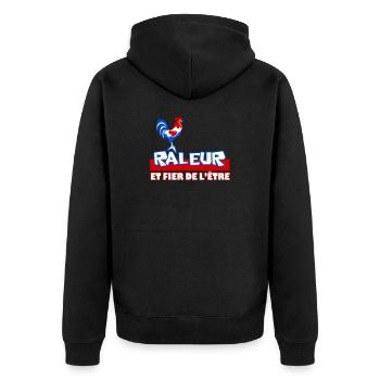 Râleur Fier de l’être Coq Logo - Veste à capuche bio Premium Unisexe - noir - Dos - Nico (187cm)