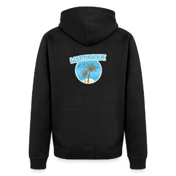 Martinique Beach - Unisex Premium Organic Zip Hoodie - black - Back - Nico (187cm)