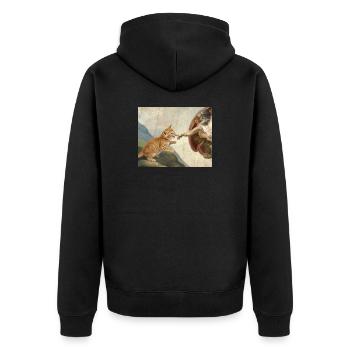 Chat gifle la main de Dieu Mème des chats drôles - Veste à capuche bio Premium Unisexe - noir - Dos - Nico (187cm)