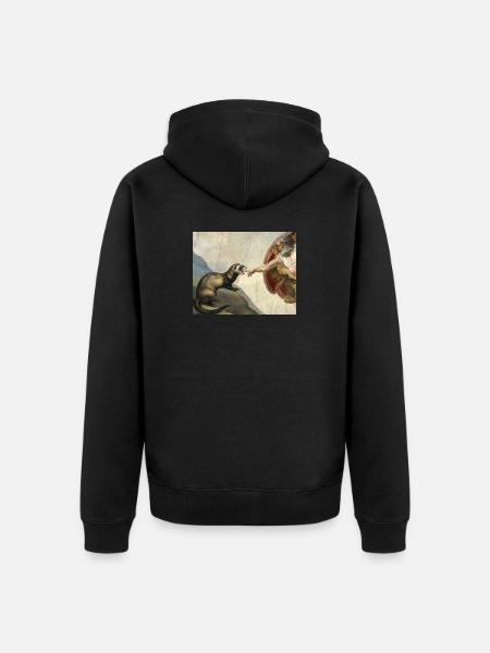 Frettchen Schlägt Gottes Hand Frettchen meme - Unisex Premium Bio Zip Hoodie - Schwarz