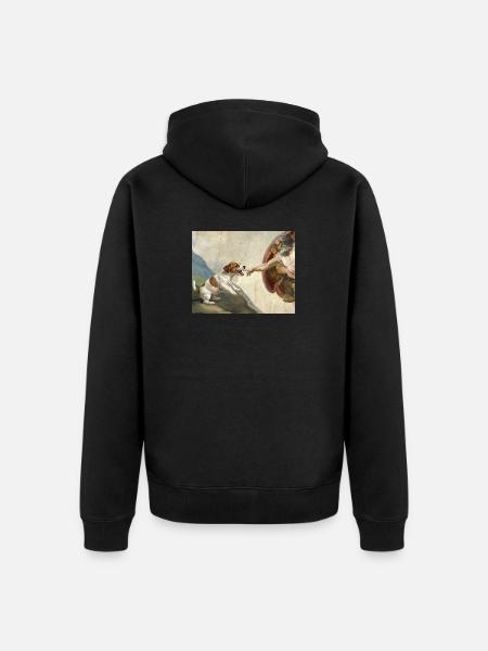 Dog God Hand Beagle Dog meme - Unisex Premium Organic Zip Hoodie - black