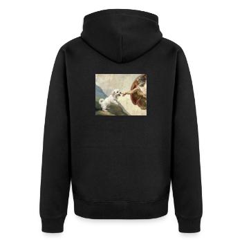 Hund Gottes Hand Malteser Hunde meme - Unisex Premium Bio Zip Hoodie - Schwarz - Hinten - Nico (187cm)