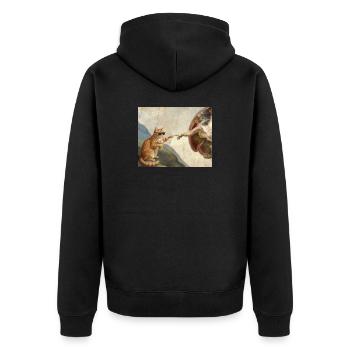 Chat gifle la main de Dieu Mème des chats drôles - Veste à capuche bio Premium Unisexe - noir - Dos - Nico (187cm)
