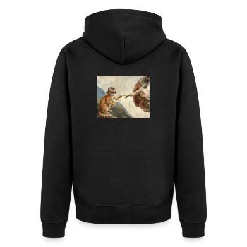 Chat gifle la main de Dieu Mème des chats drôles - Veste à capuche bio Premium Unisexe - noir - Dos - Nico (187cm)