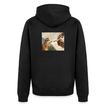 Katze Schlägt Gottes Hand Lustiges Katzen meme - Unisex Premium Bio Zip Hoodie - Schwarz - Hinten - Nico (187cm)