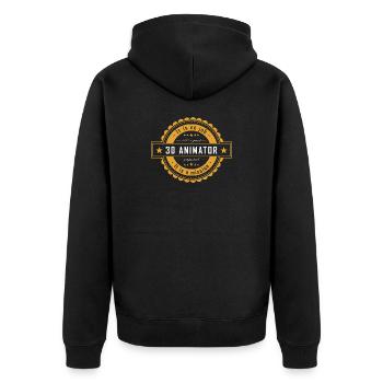3D Animator - Berufsbezeichnung & Design - Unisex Premium Bio Zip Hoodie - Schwarz - Hinten - Nico (187cm)