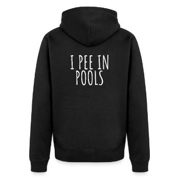 Handgezeichneter Text der Poolside Truth Handgezeichneter Text - Unisex Premium Bio Zip Hoodie - Schwarz - Hinten - Nico (187cm)