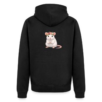 Ratte - Unisex Premium Bio Zip Hoodie - Schwarz - Hinten - Nico (187cm)