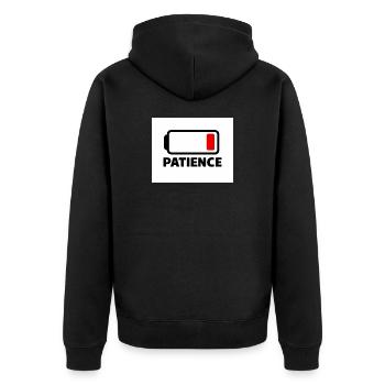 Icône de batterie PATIENCE avec police - Veste à capuche bio Premium Unisexe - noir - Dos - Nico (187cm)