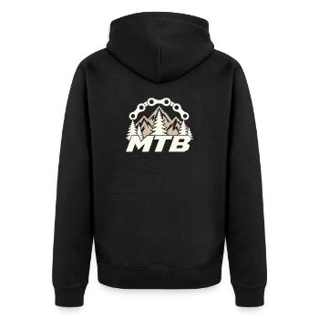 MTB Mountainbike Biker Berge Outdoor Motiv - Unisex Premium Bio Zip Hoodie - Schwarz - Hinten - Nico (187cm)