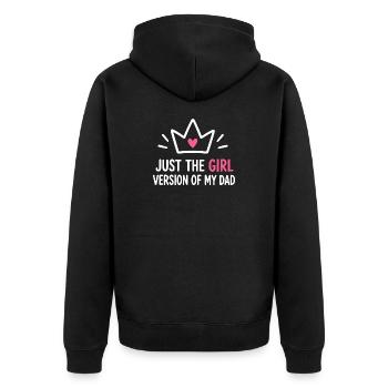 Mädchenversion von Dad Crown Tee - Unisex Premium Bio Zip Hoodie - Schwarz - Hinten - Nico (187cm)