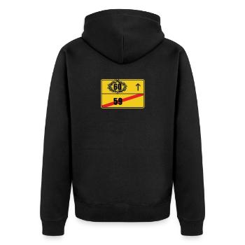 Ortsschild 60. Geburtstag Geschenk - Unisex Premium Bio Zip Hoodie - Schwarz - Hinten - Nico (187cm)