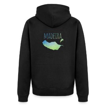 Madeira - Unisex Premium Bio Zip Hoodie - Schwarz - Hinten - Nico (187cm)
