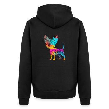 Chihuahua Flowers - Unisex Premium Bio Zip Hoodie - Schwarz - Hinten - Nico (187cm)