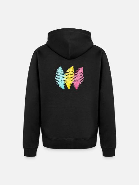 Pastel Palm Trio Print - Unisex Premium Organic Zip Hoodie - black