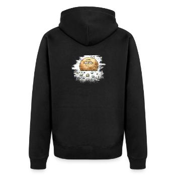 µ-mel - Unisex Premium Bio Zip Hoodie - Schwarz - Hinten - Nico (187cm)