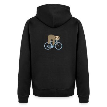 Faultier Fahrrad - Unisex Premium Bio Zip Hoodie - Schwarz - Hinten - Nico (187cm)