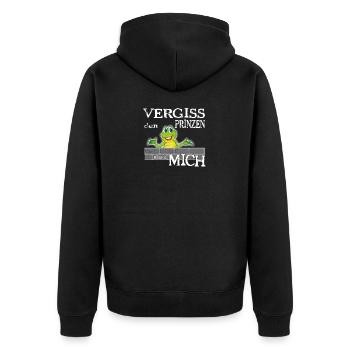 Frosch König textile Geschenkidee - Unisex Premium Bio Zip Hoodie - Schwarz - Hinten - Nico (187cm)