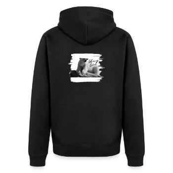 Eisbär - stay cool - Unisex Premium Bio Zip Hoodie - Schwarz - Hinten - Nico (187cm)