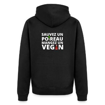 végan, végan humour, végétarien - Veste à capuche bio Premium Unisexe - noir - Dos - Nico (187cm)