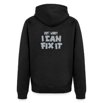 Lustige Vater Duct tape Don't worry! I can fix it - Unisex Premium Bio Zip Hoodie - Schwarz - Hinten - Nico (187cm)