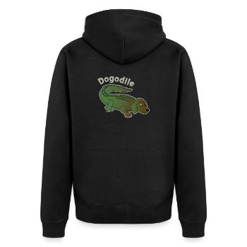 Dogodile Dog Crocodile Design - Unisex Premium Organic Zip Hoodie - black - Back - Nico (187cm)