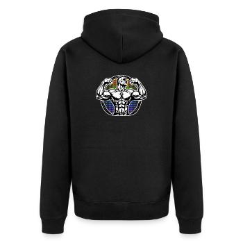 Power Figure in Rainbow Halos Bodybuilder - Unisex Premium Organic Zip Hoodie - black - Back - Nico (187cm)