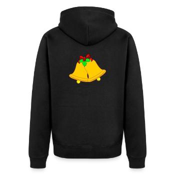 Zwei Kirchenglocken zu Weihnachten - Unisex Premium Bio Zip Hoodie - Schwarz - Hinten - Nico (187cm)