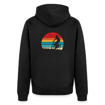Sunset Ride Silhouette - Unisex Premium Bio Zip Hoodie - Schwarz - Hinten - Nico (187cm)