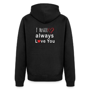 Je t’aimerai toujours Heart Design - Veste à capuche bio Premium Unisexe - noir - Dos - Nico (187cm)