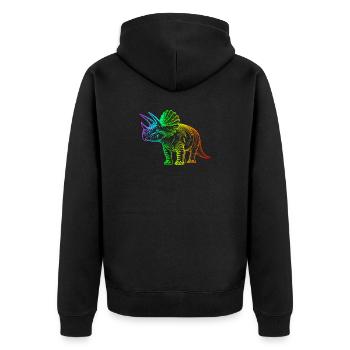 Regenbogen-Triceratops-Dinosaurier - Unisex Premium Bio Zip Hoodie - Schwarz - Hinten - Nico (187cm)