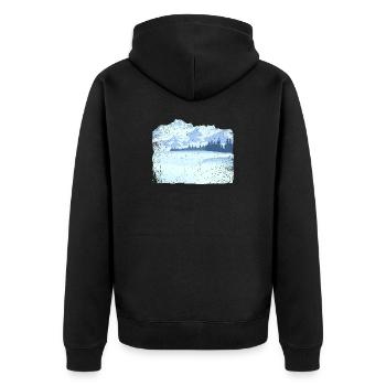 Mountain in snow with dirty effect - Unisex Premium Organic Zip Hoodie - black - Back - Nico (187cm)