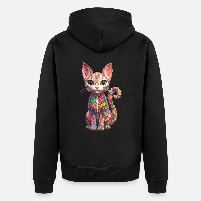 Design de chat cool - Veste à capuche bio Premium Unisexe - noir