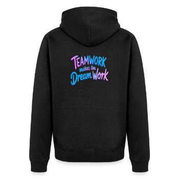 Teamwork makes the dream work - Unisex Premium Organic Zip Hoodie - black - Back - Nico (187cm)