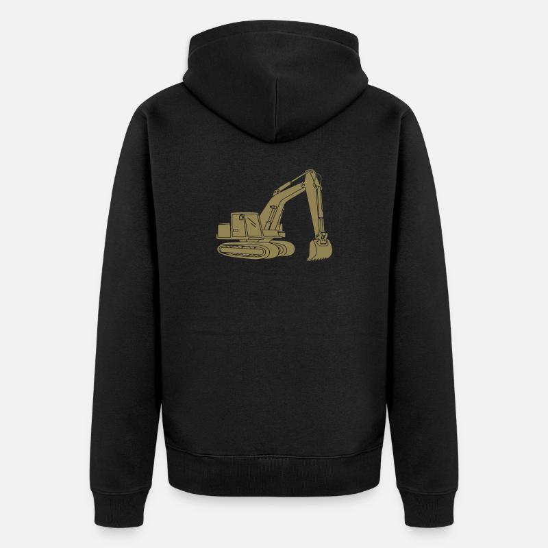 Bagger Silhouette Baugeräteführer Tiefbau - Unisex Premium Bio Zip Hoodie - Schwarz