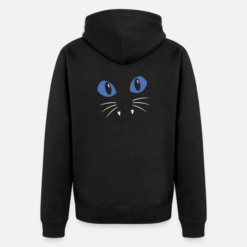 Blauäugige Katze - Unisex Premium Bio Zip Hoodie - Schwarz