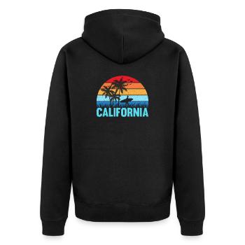 California - Unisex Premium Bio Zip Hoodie - Schwarz - Hinten - Nico (187cm)