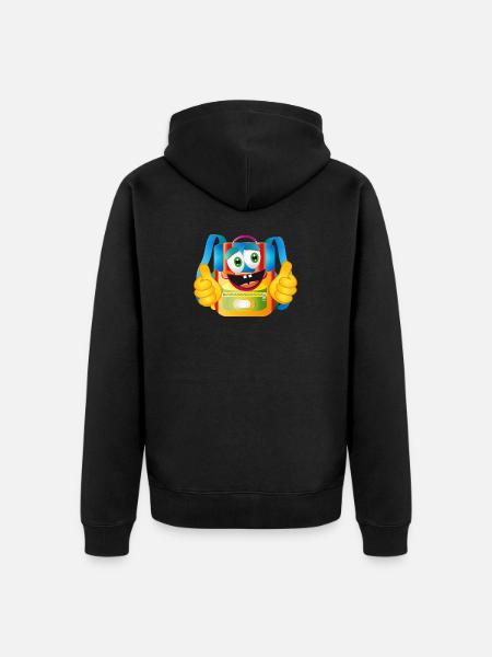 Lustiger Comic-Schulranzen mit Daumen hoch - Unisex Premium Bio Zip Hoodie - Schwarz