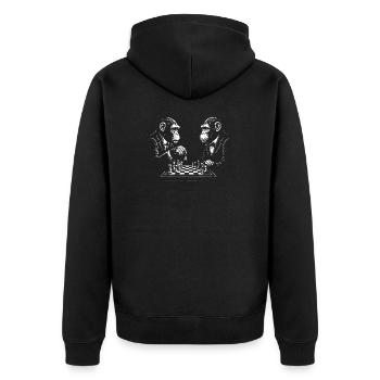 zwei Affen spielen Schach - Unisex Premium Bio Zip Hoodie - Schwarz - Hinten - Nico (187cm)