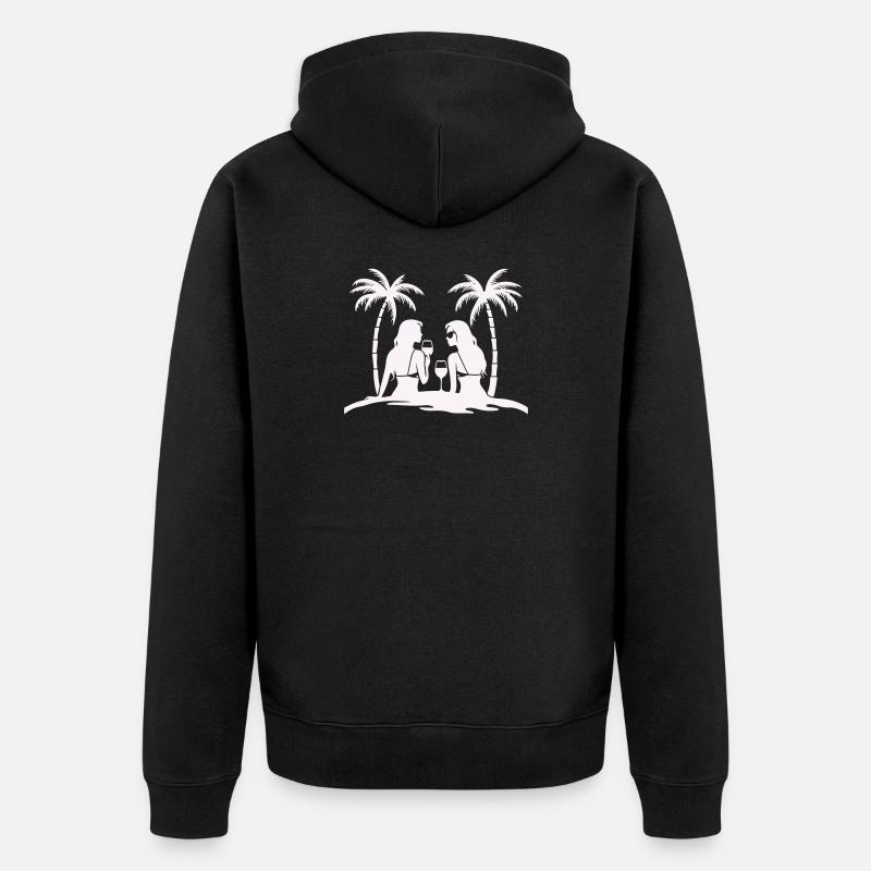 Silhouette style tropical plage nuit - Veste à capuche bio Premium Unisexe - noir