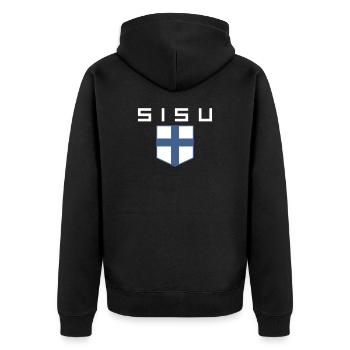 sisu - Unisex Premium Organic Zip Hoodie - black - Back - Nico (187cm)
