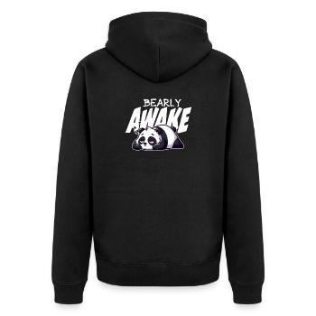 Früh erwachen Panda Illustration - Unisex Premium Bio Zip Hoodie - Schwarz - Hinten - Nico (187cm)