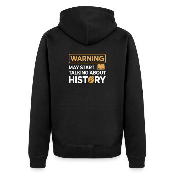 Historiker warnen davor, über Geschichte zu sprechen - Unisex Premium Bio Zip Hoodie - Schwarz - Hinten - Nico (187cm)