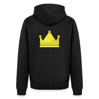 Krone - Unisex Premium Bio Zip Hoodie - Schwarz - Hinten - Nico (187cm)