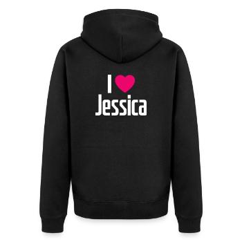 I Love Jessica Pinkes Herz Ich liebe Jessica - Unisex Premium Bio Zip Hoodie - Schwarz - Hinten - Nico (187cm)