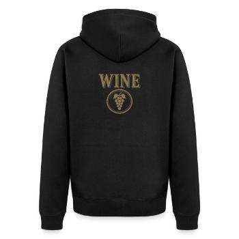 WINE Grape Emblem - Unisex Premium Organic Zip Hoodie - black - Back - Nico (187cm)