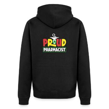 Apotheker Pharmazeutisch-technischer - Unisex Premium Bio Zip Hoodie - Schwarz - Hinten - Nico (187cm)